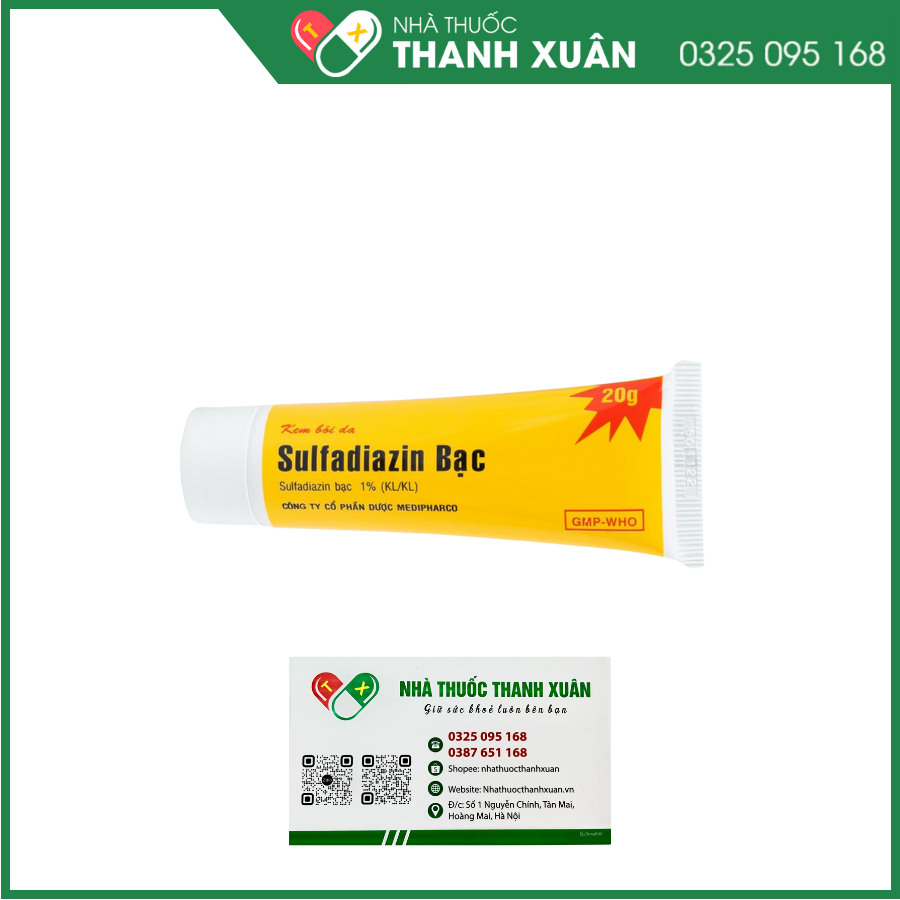 Kem bôi Silver Sulfadiazine 1% phòng và điều trị nhiễm khuẩn ở người bệnh bỏng độ 2 và độ 3, loét tỳ đè